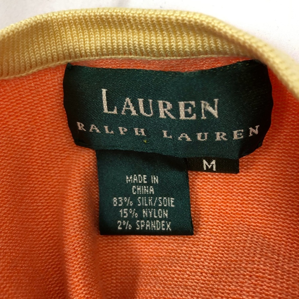 Ralph Lauren orange/yellow silk blend cardigan M - Picture 3 of 5